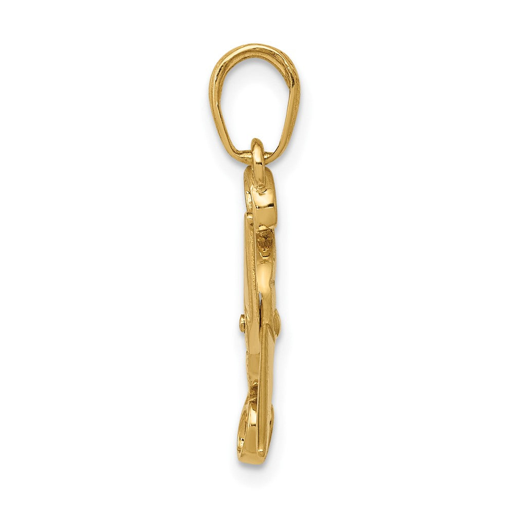 10k Yellow Gold 12 mm 3-D Moveable Scissors Pendant (0.86 grams)