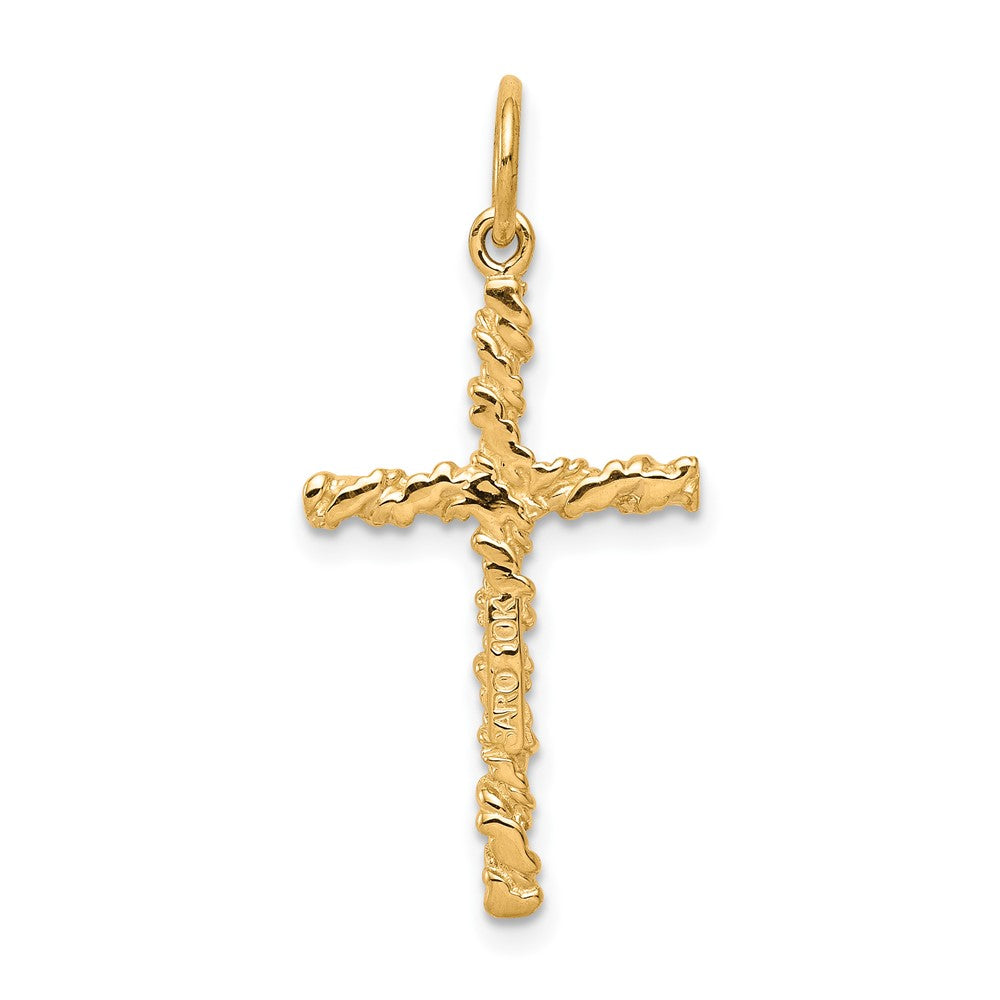 10k Yellow Gold 16 mm Nugget Cross Charm (0.84 grams)