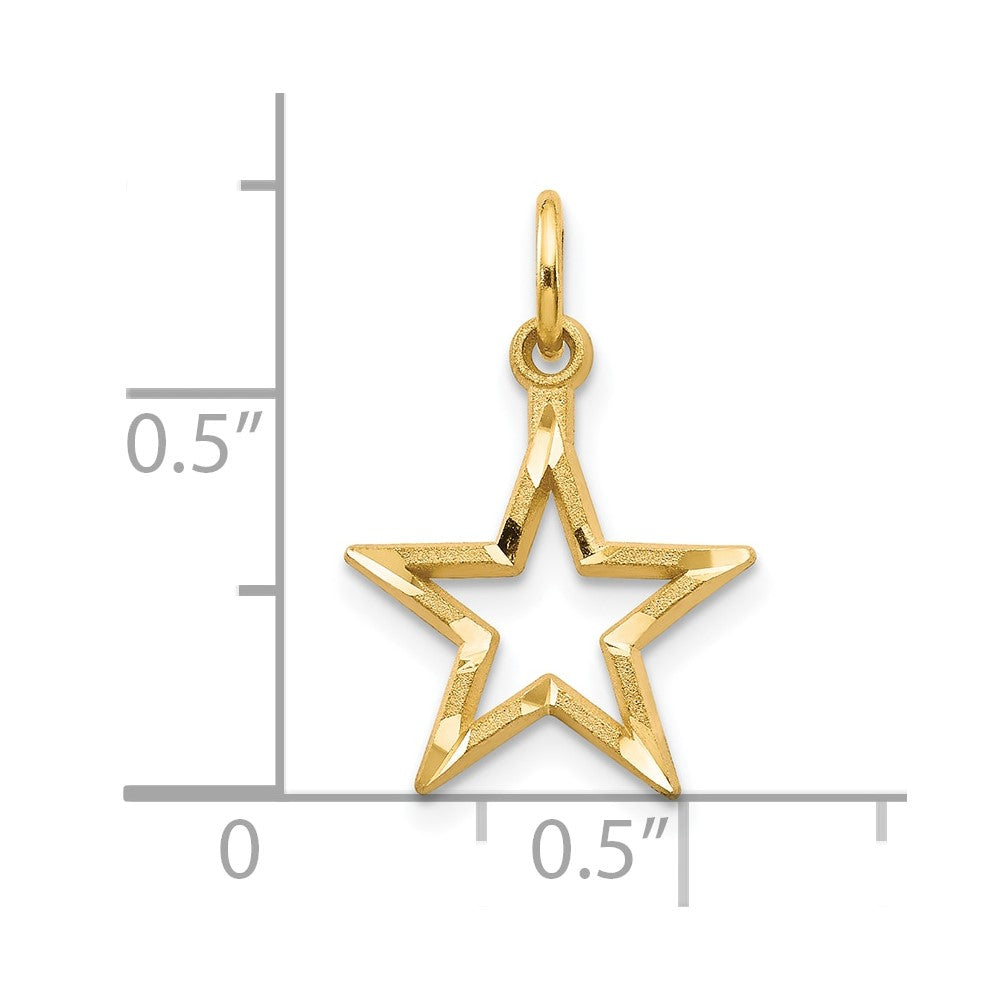 10k Yellow Gold 11 mm Diamond-Cut Flat Back Star Charm (0.54 grams)