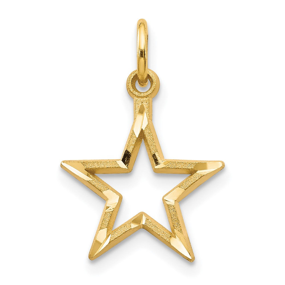 10k Yellow Gold 11 mm Diamond-Cut Flat Back Star Charm (0.54 grams)