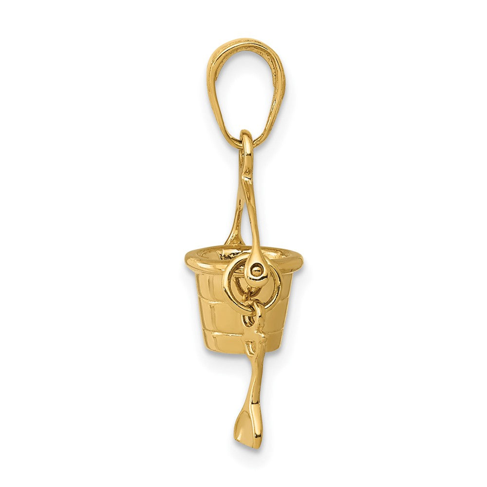 10k Yellow Gold 12 mm 3-D Beach Bucket with Shovel Charm (1.26 grams)