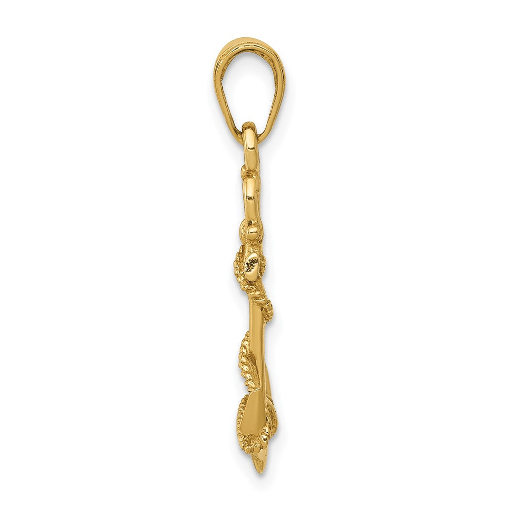 10k Yellow Gold 11 mm 3-D Anchor w/Shackle and Entwined Rope Pendant (0.91 grams)