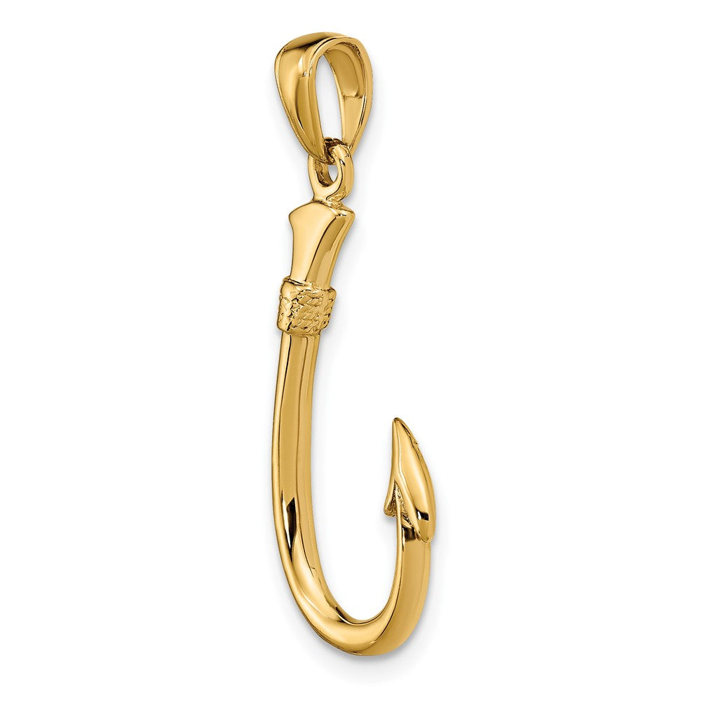 10k Yellow Gold 13.5 mm 3D Fish Hook Pendant (1.61 grams)