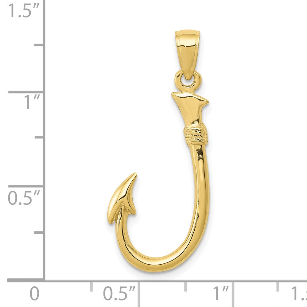 10k Yellow Gold 13.5 mm 3D Fish Hook Pendant (1.61 grams)