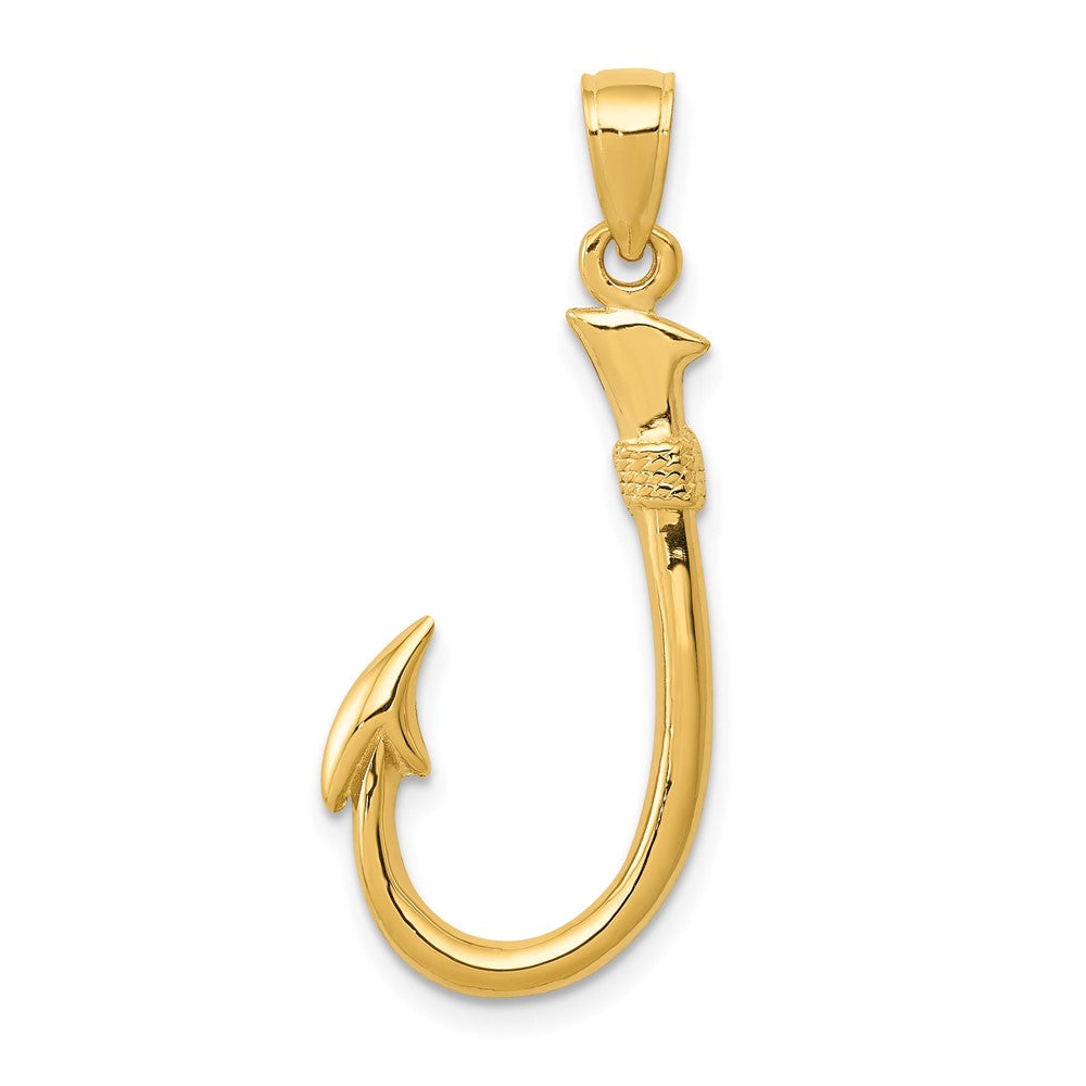 10k Yellow Gold 13.5 mm 3D Fish Hook Pendant (1.61 grams)