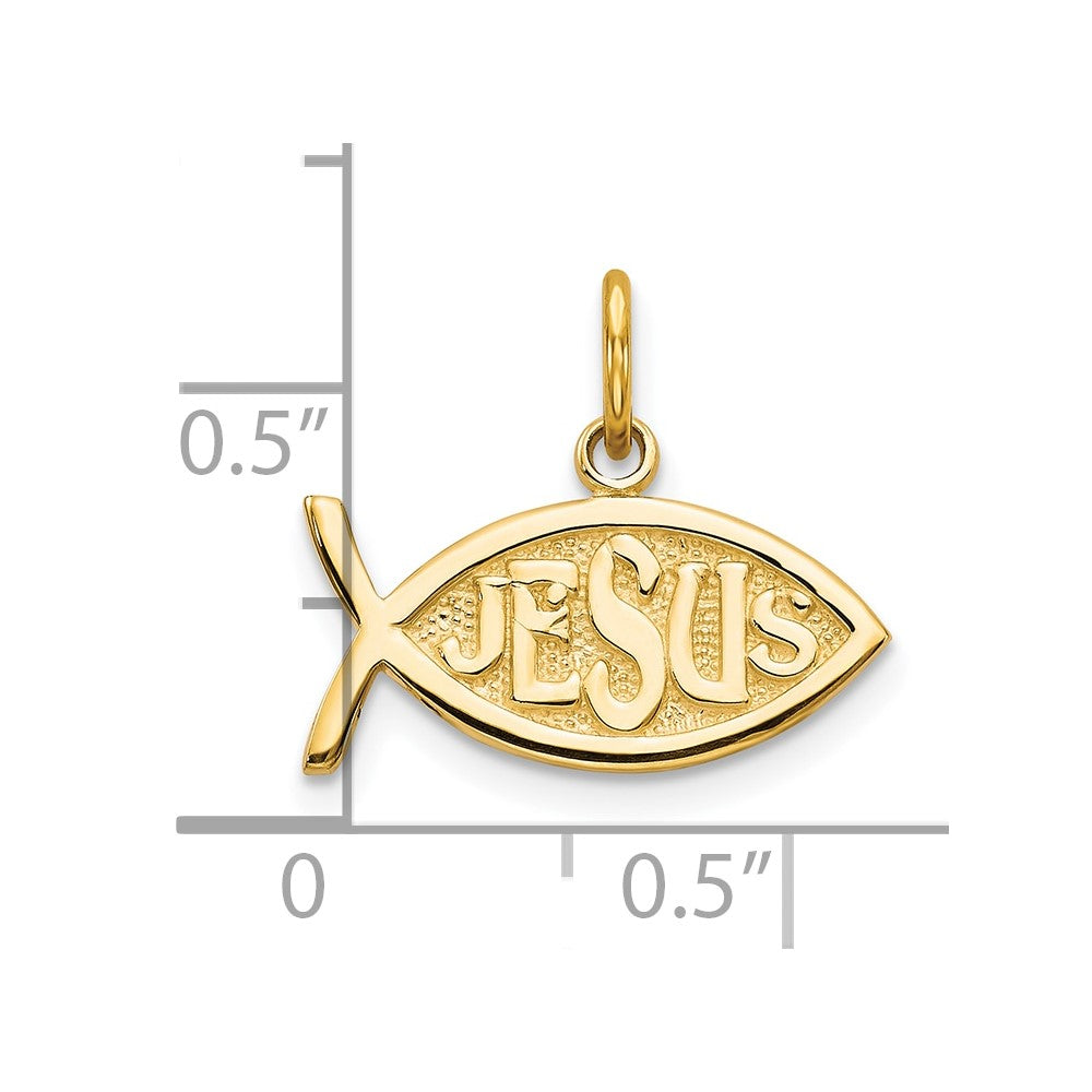 10k Yellow Gold 16 mm Jesus Fish Charm (0.95 grams)