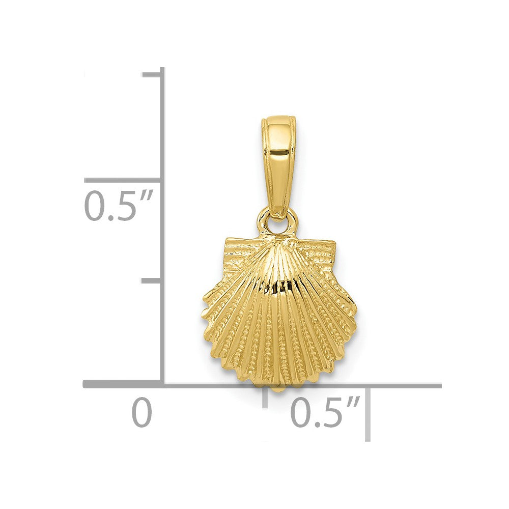 10k Yellow Gold 10 mm Scallop Shell Pendant (0.65 grams)