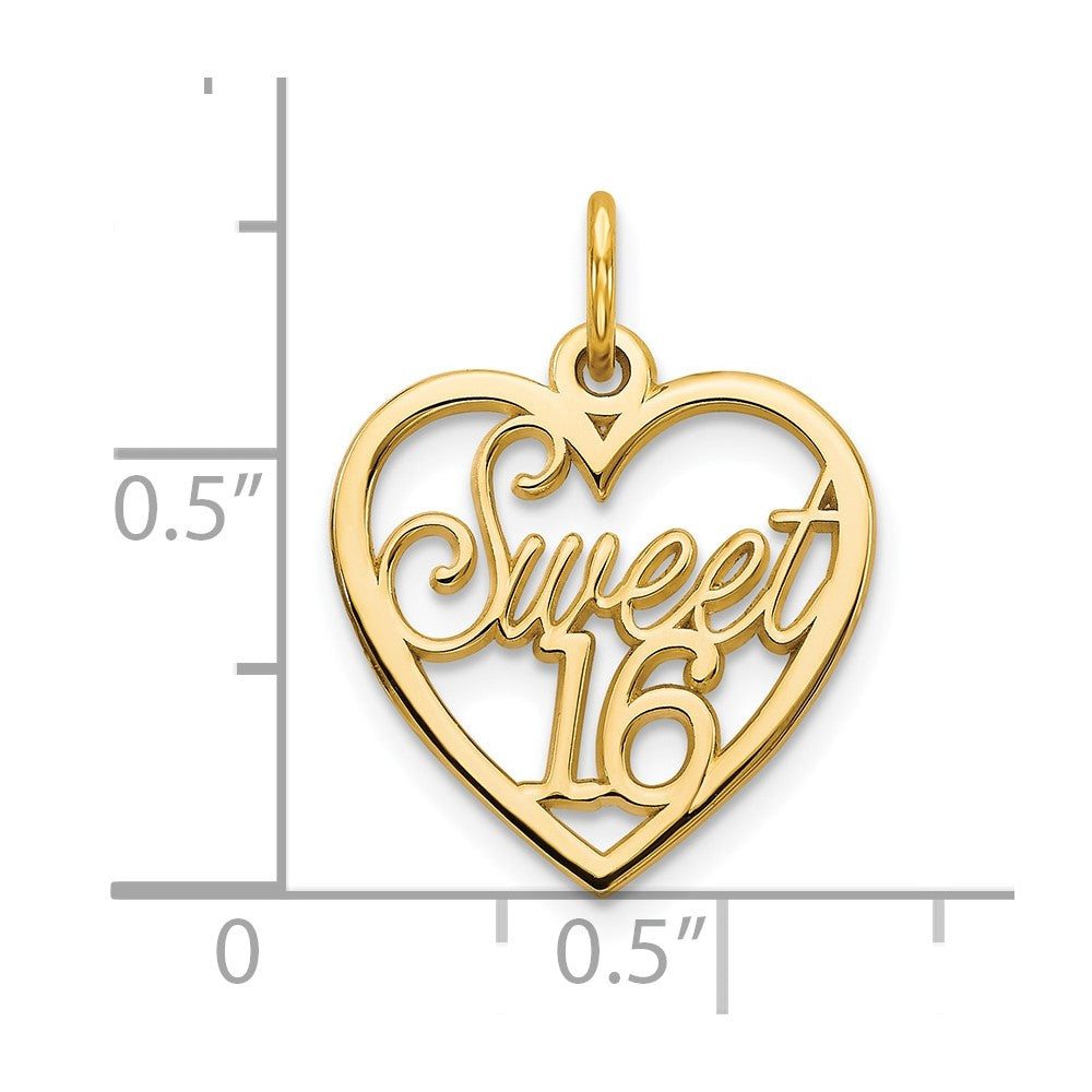 10k Yellow Gold 14 mm SWEET 16 Charm (0.92 grams)