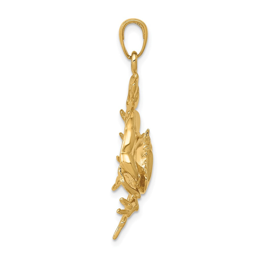 10k Yellow Gold 23 mm Stone Crab with Claw Extended Pendant (3.71 grams)