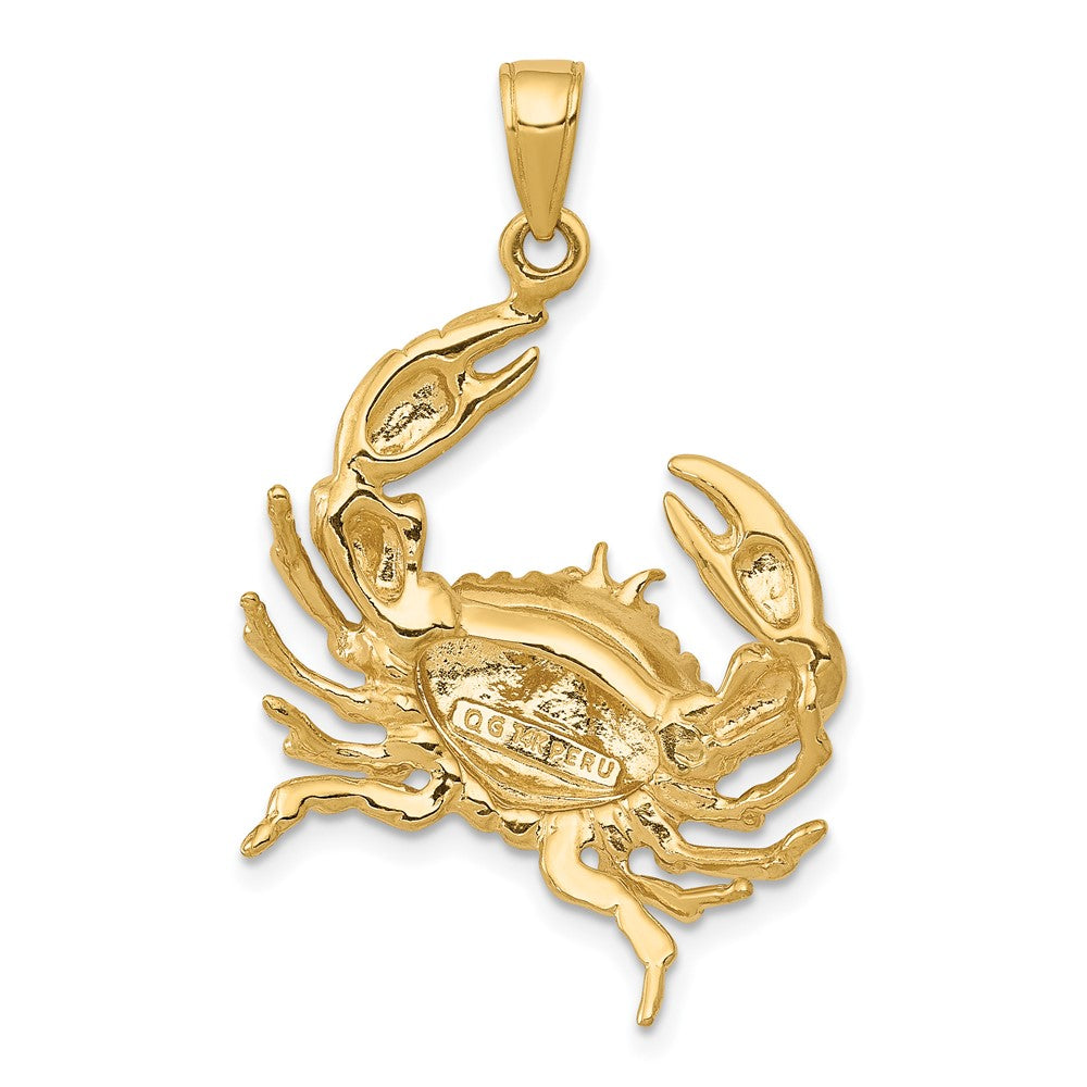 10k Yellow Gold 23 mm Stone Crab with Claw Extended Pendant (3.71 grams)