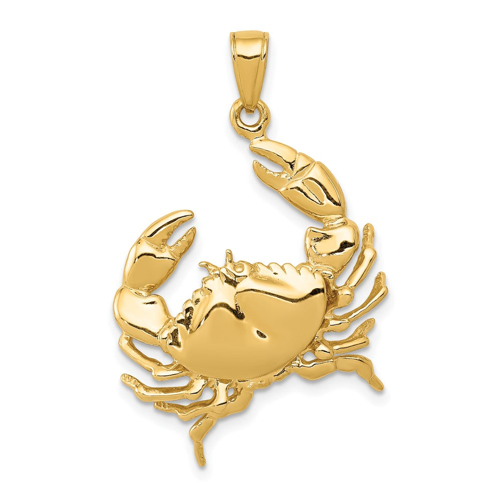 10k Yellow Gold 23 mm Stone Crab with Claw Extended Pendant (3.71 grams)