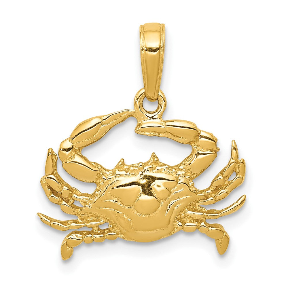 10k Yellow Gold 18.5 mm Blue Crab Pendant (1.5 grams)