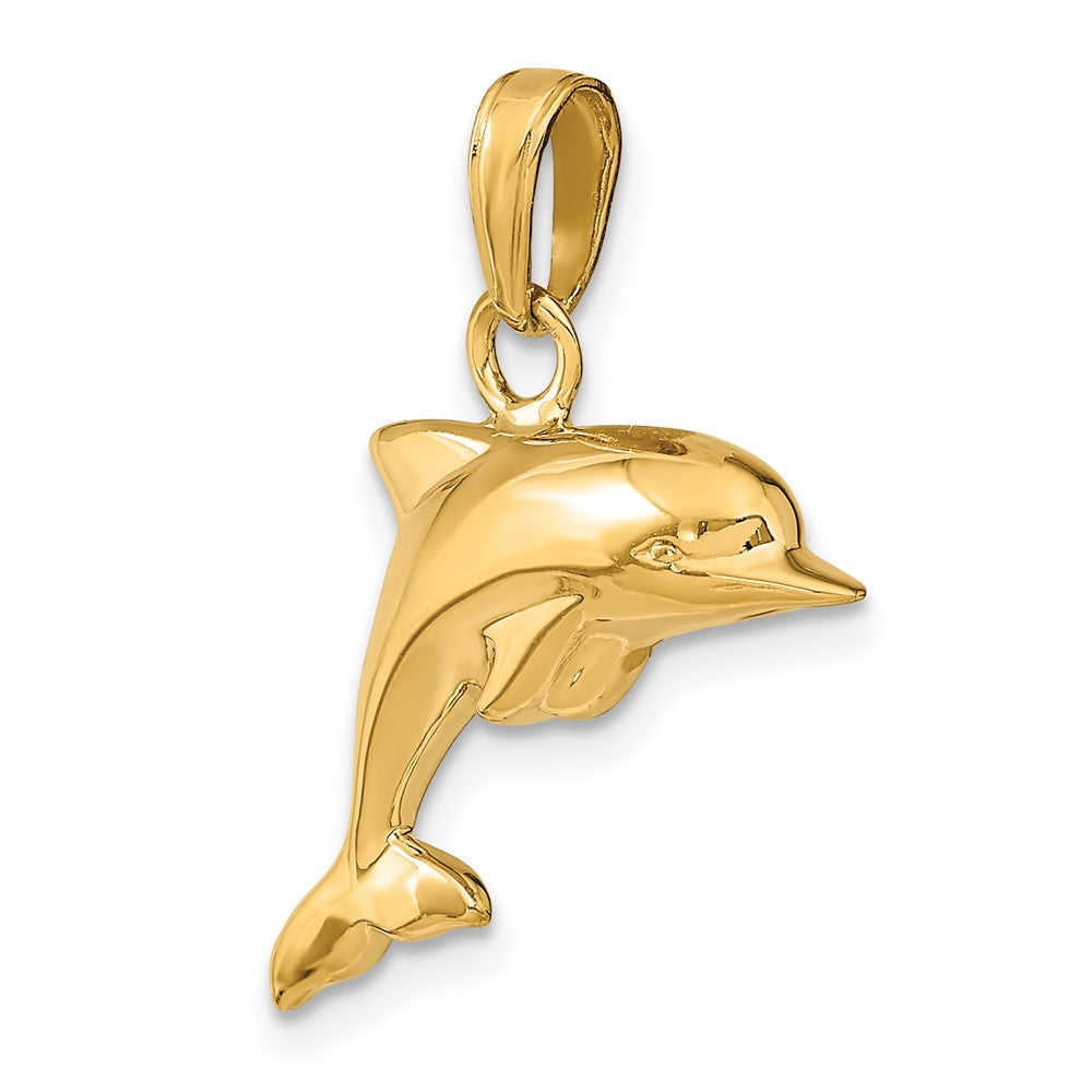 10k Yellow Gold 21 mm 3-D Dolphin Pendant (1.65 grams)