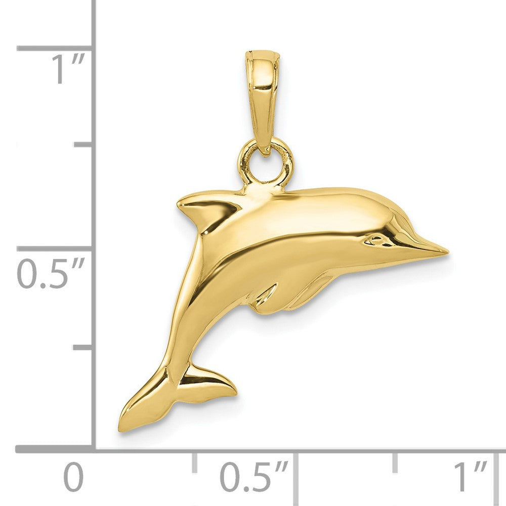 10k Yellow Gold 21 mm 3-D Dolphin Pendant (1.65 grams)