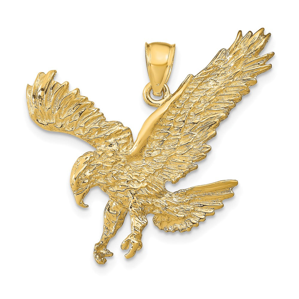 10k Yellow Gold 38 mm Textured Eagle Landing Pendant (6.78 grams)