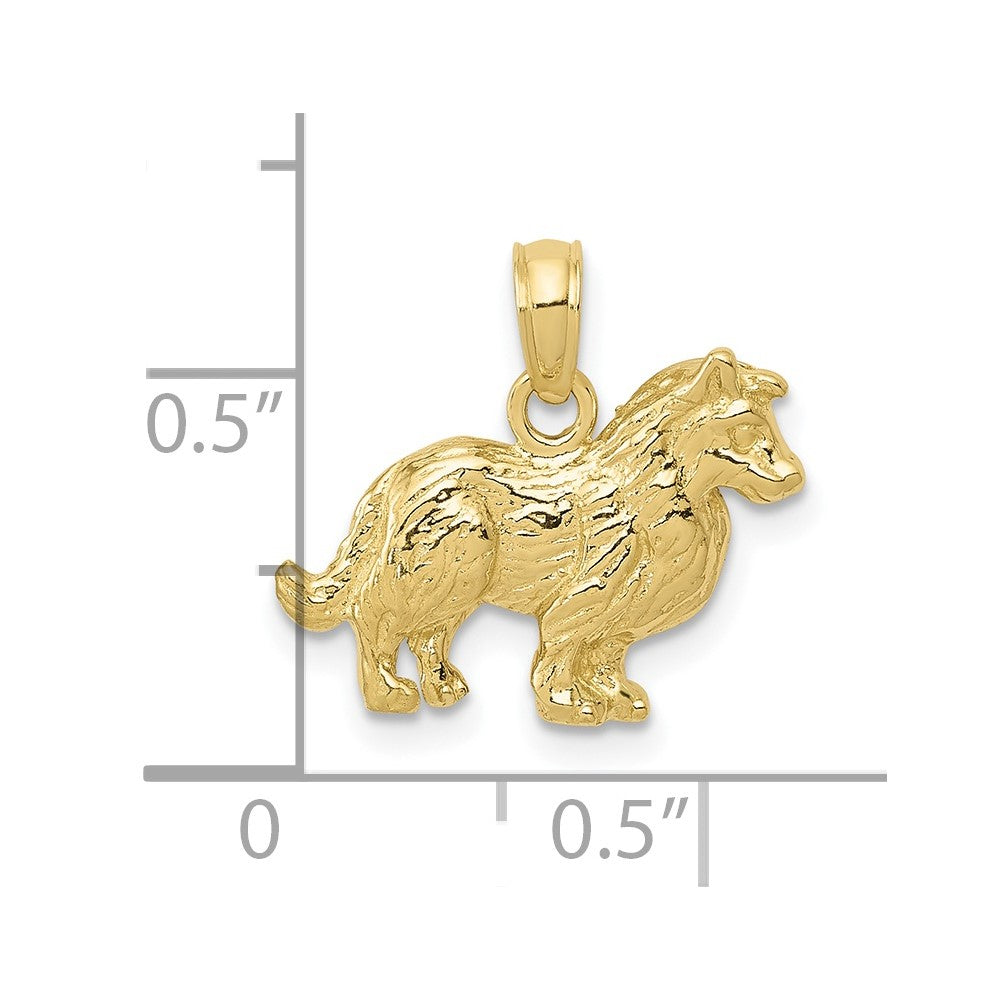 10k Yellow Gold 17 mm Collie Dog Pendant (1.27 grams)