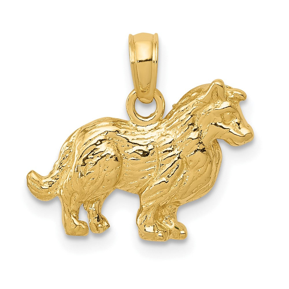 10k Yellow Gold 17 mm Collie Dog Pendant (1.27 grams)