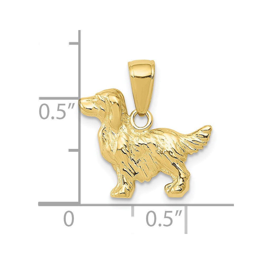 10k Yellow Gold 16 mm Springer Spaniel Dog Pendant (1.44 grams)