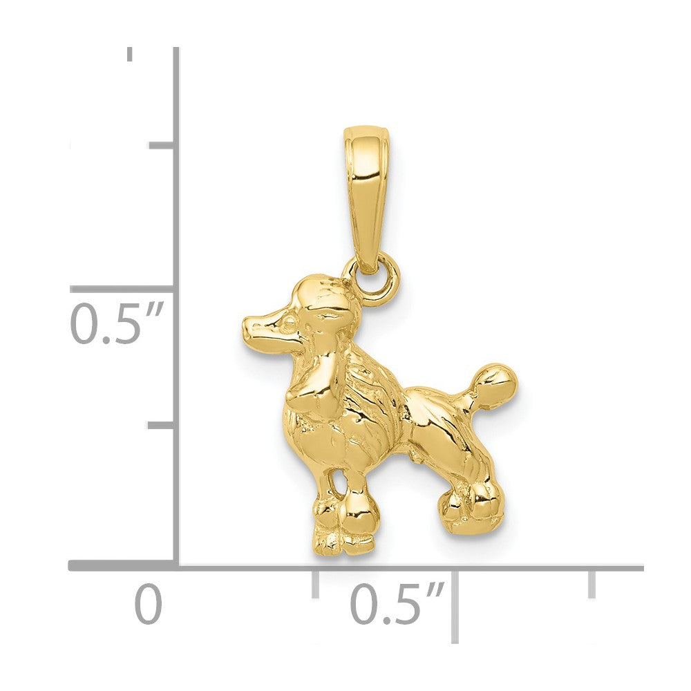 10k Yellow Gold 13 mm Poodle Dog Pendant (1.19 grams)