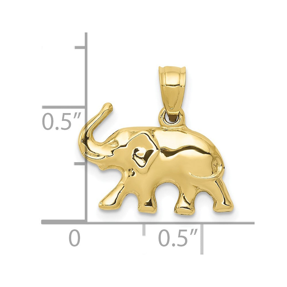 10k Yellow Gold 17 mm 3-D Elephant Pendant (0.69 grams)