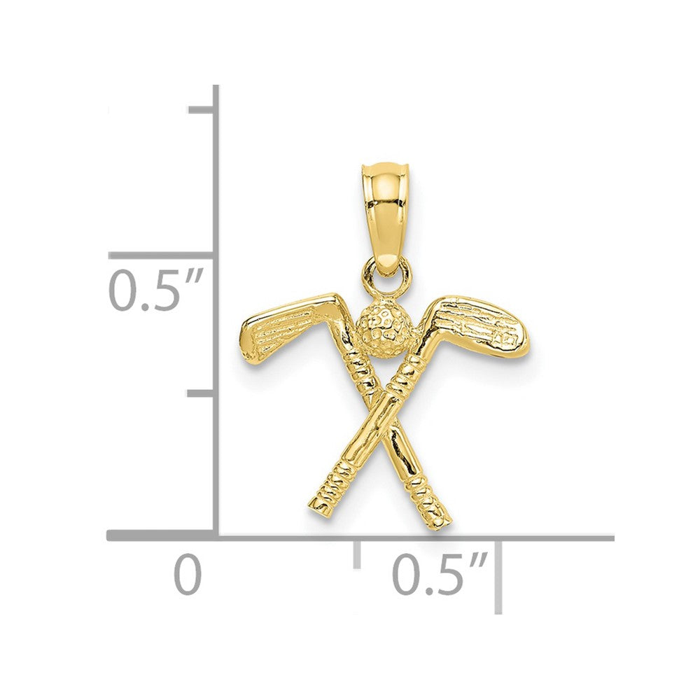 10k Yellow Gold 14.1 mm 3-D Golf Clubs with Ball Charm (0.87 grams)