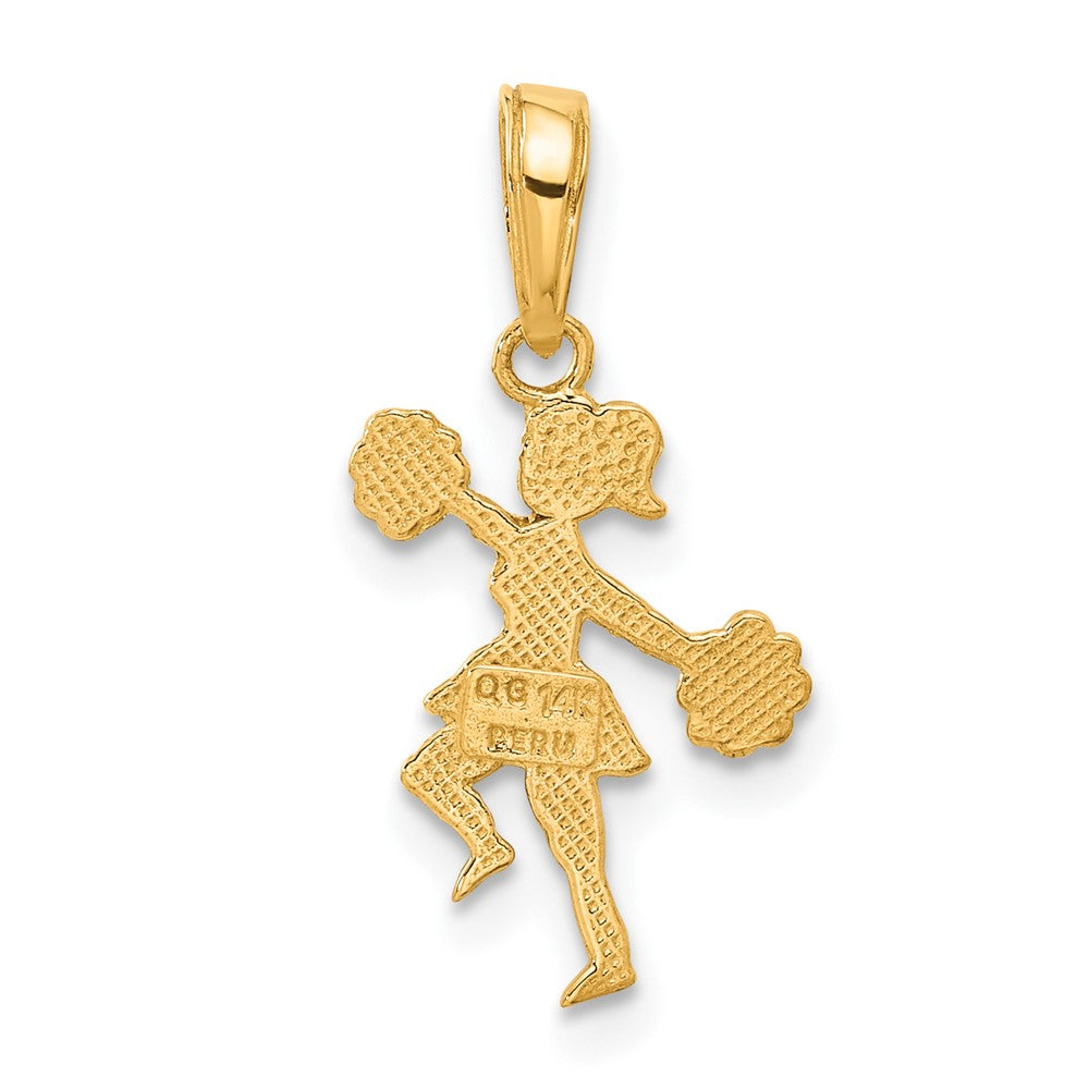 10k Yellow Gold 21 mm Cheerleader with Pom-Poms Pendant (0.65 grams)