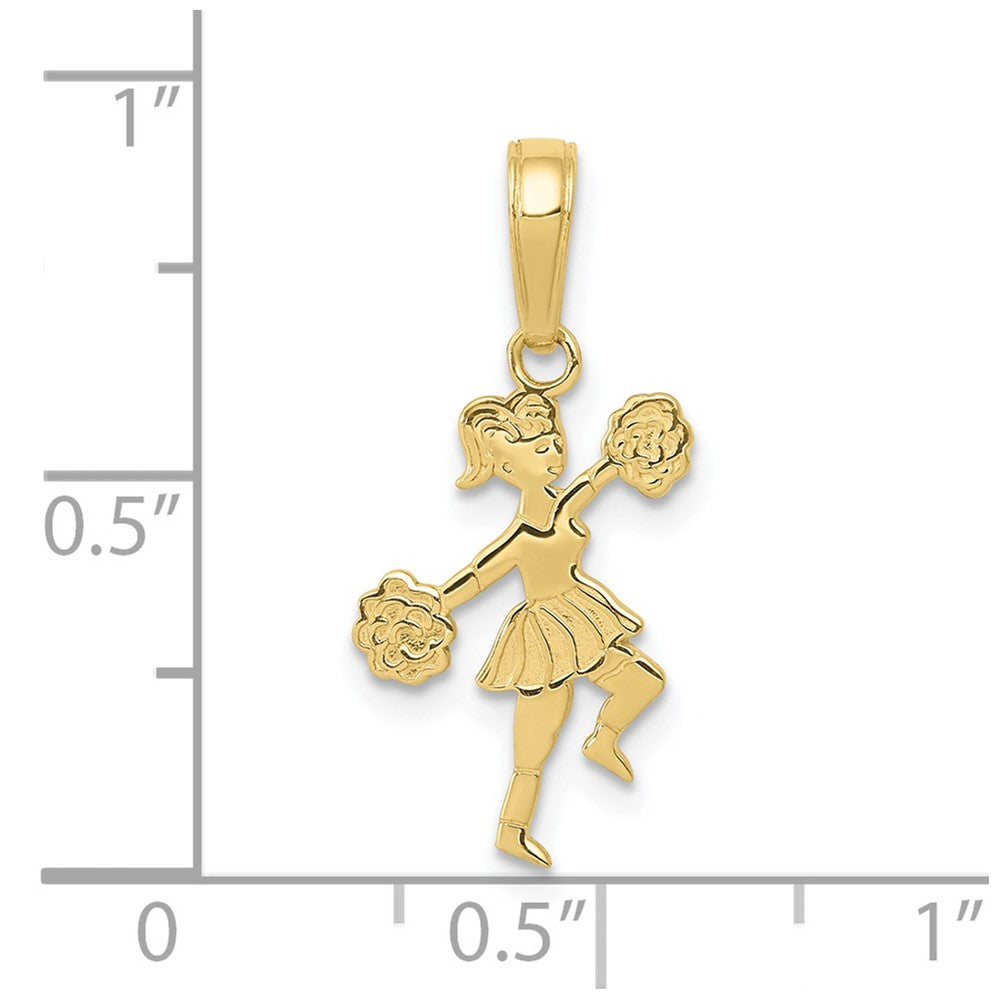 10k Yellow Gold 21 mm Cheerleader with Pom-Poms Pendant (0.65 grams)