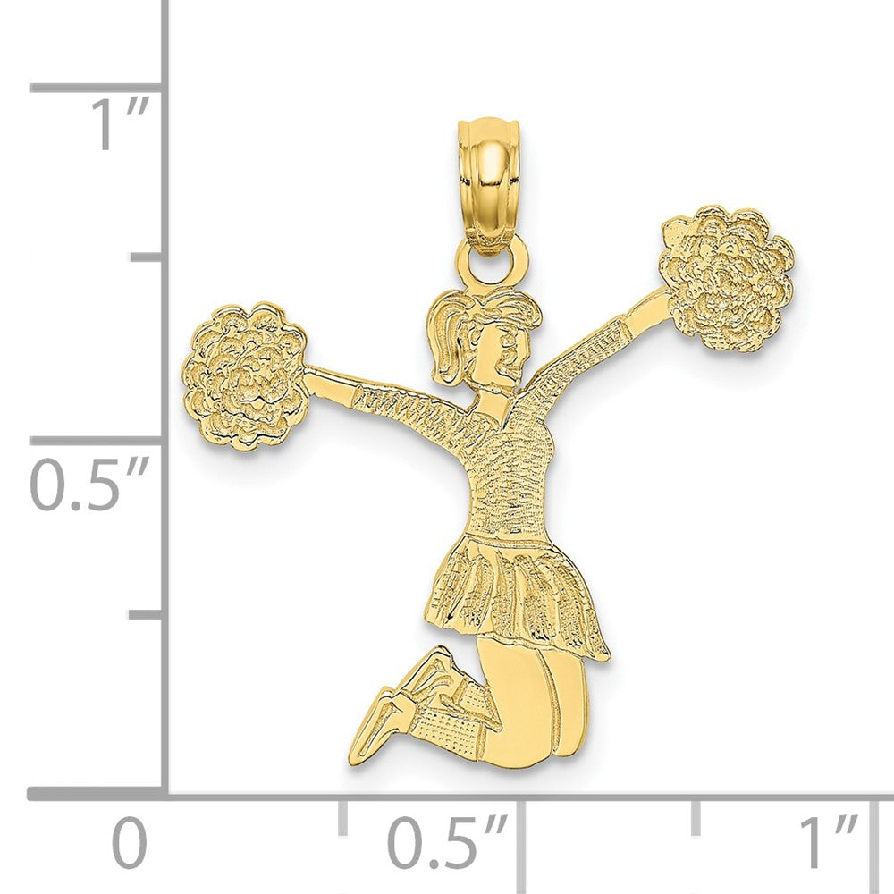 10k Yellow Gold 33 mm Cheerleader Jumping with Pom-Pom's Charm (1.12 grams)