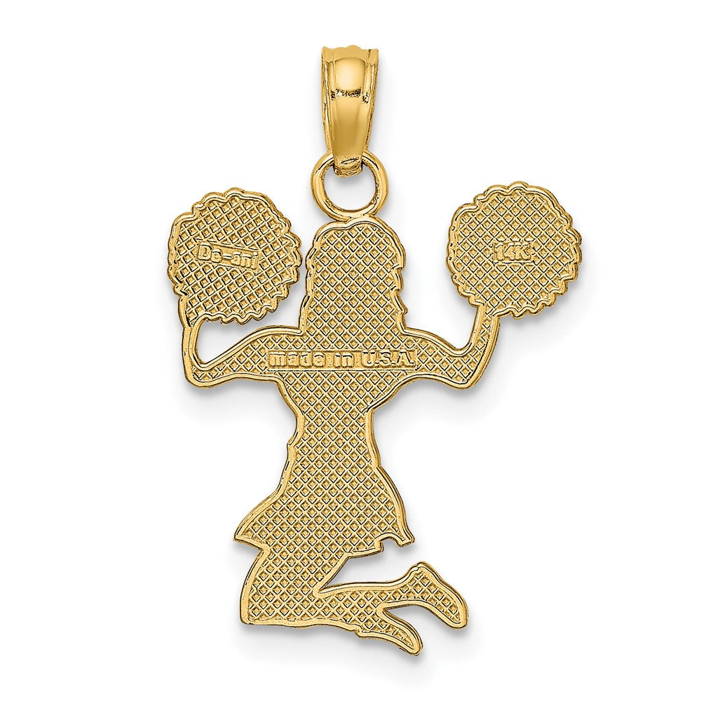 10k Yellow Gold 15.8 mm Cheerleader Jumping with Pom-Pom's Pendant (0.98 grams)