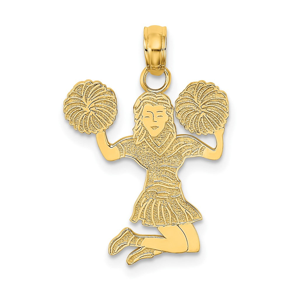 10k Yellow Gold 15.8 mm Cheerleader Jumping with Pom-Pom's Pendant (0.98 grams)