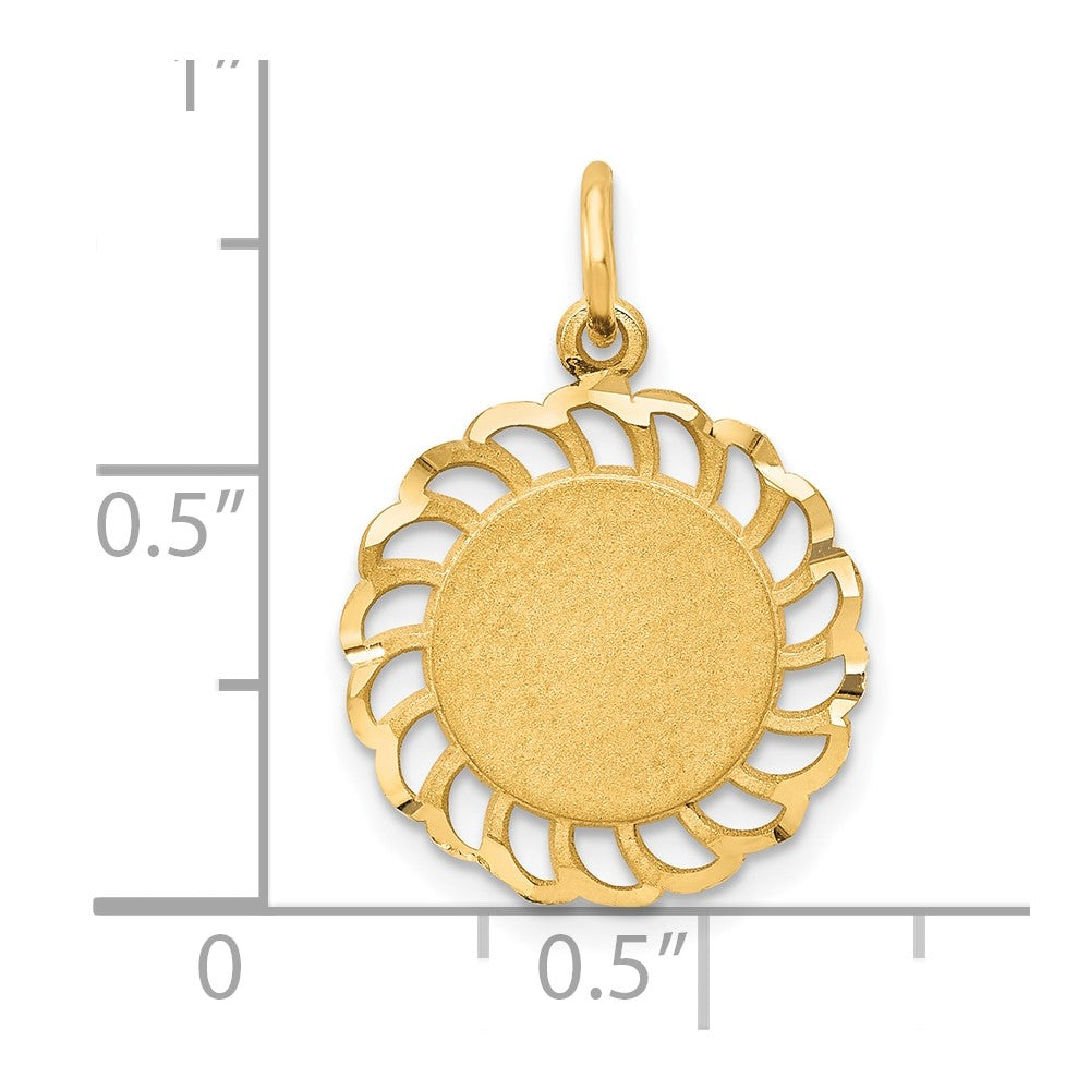 10k Yellow Gold 16 mm Circle with Filigree Edges Charm (1.23 grams)