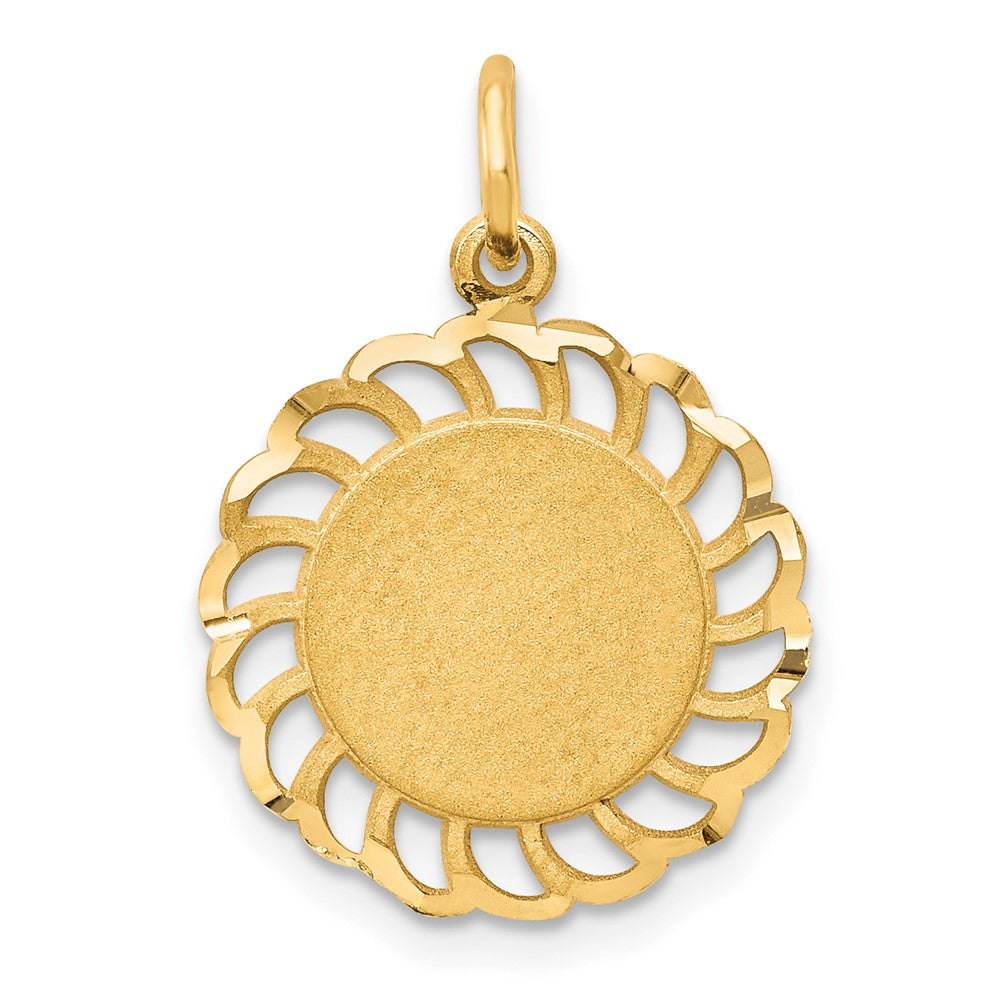 10k Yellow Gold 16 mm Circle with Filigree Edges Charm (1.23 grams)