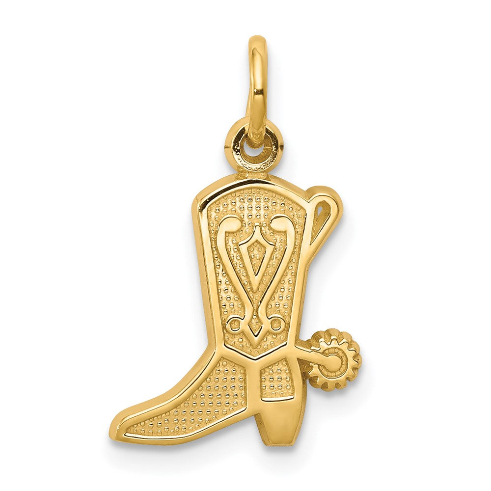 10k Yellow Gold 12 mm Solid Polished Cowboy Boot Charm (0.82 grams)