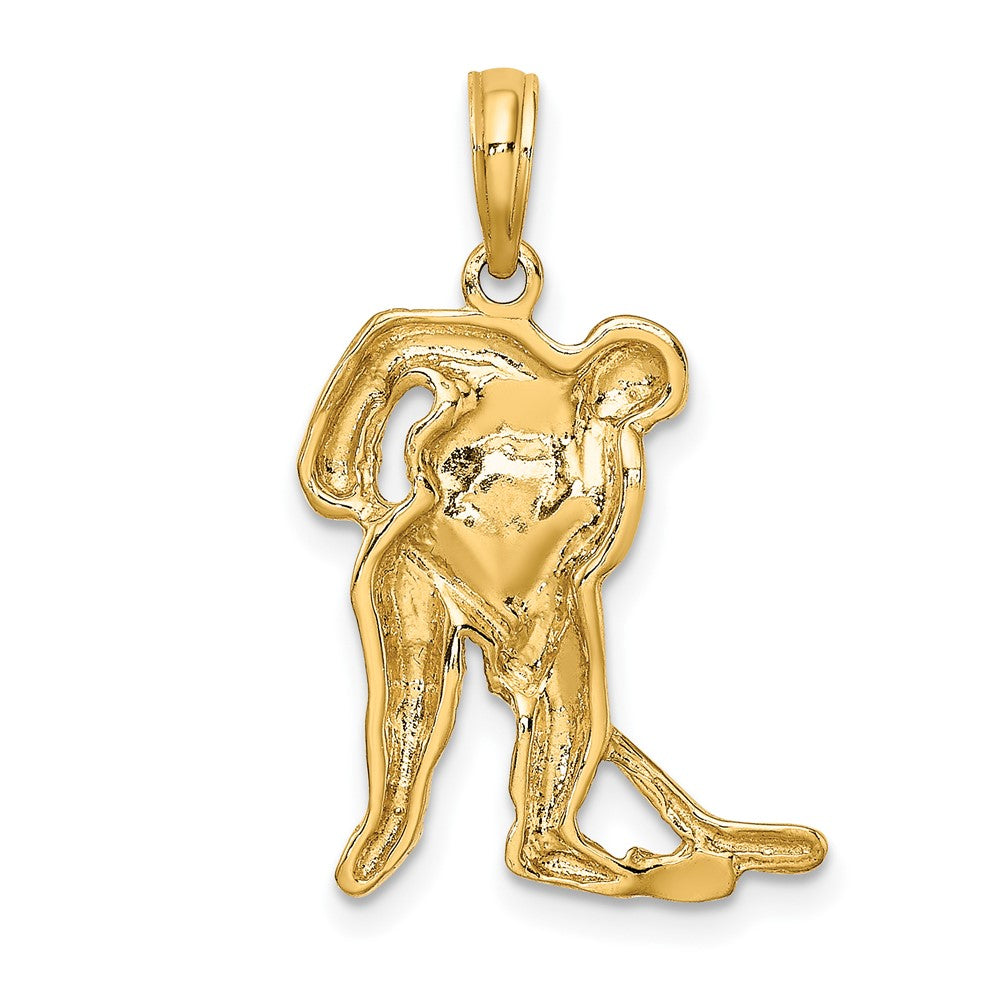 10k Yellow Gold 15.1 mm Hockey Player with Stick and Puck Charm (1.65 grams)