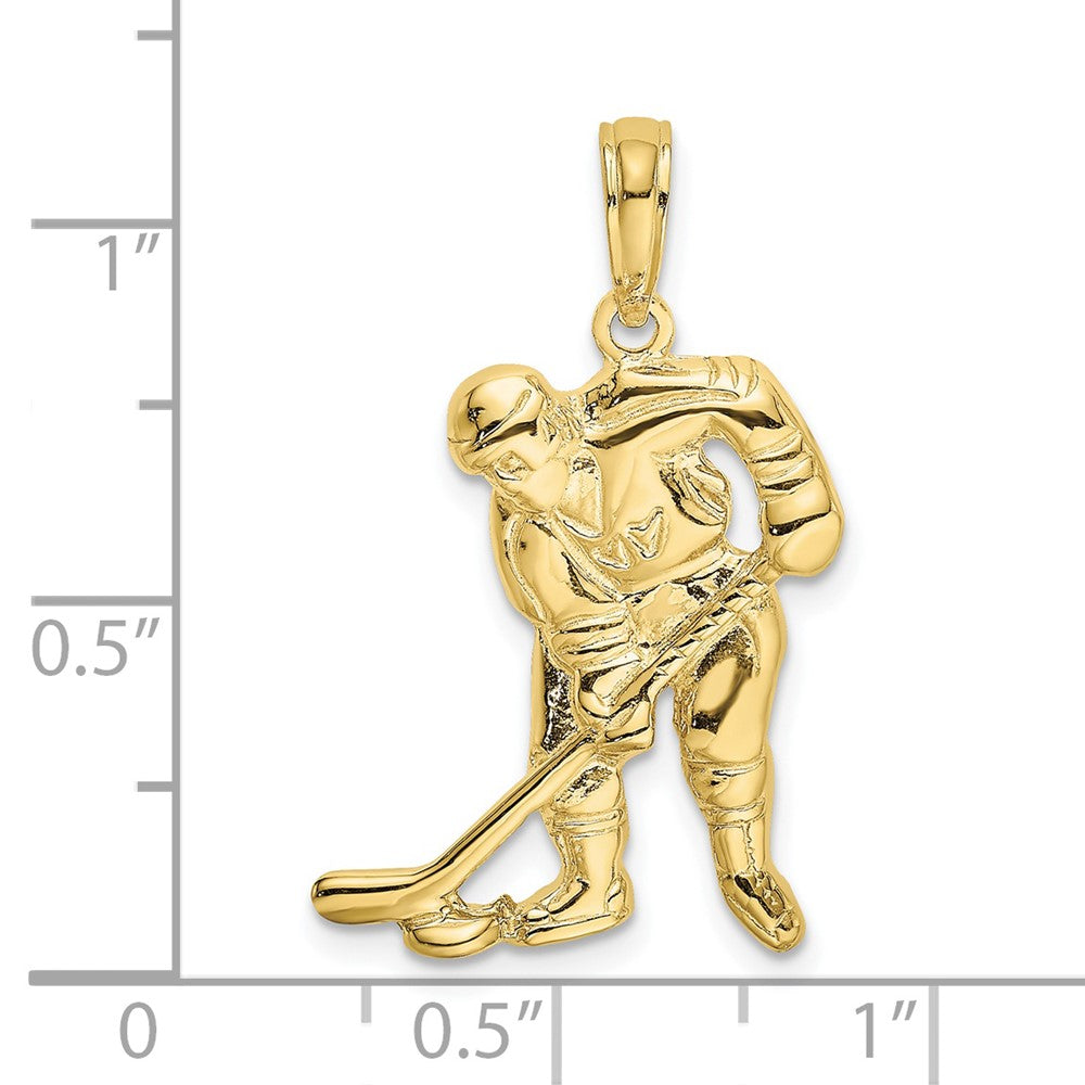 10k Yellow Gold 15.1 mm Hockey Player with Stick and Puck Charm (1.65 grams)