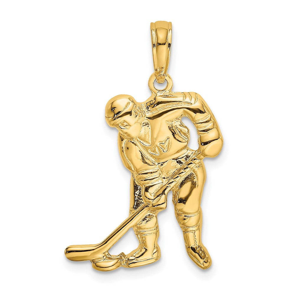 10k Yellow Gold 15.1 mm Hockey Player with Stick and Puck Charm (1.65 grams)