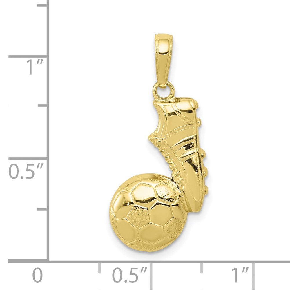 10k Yellow Gold 12 mm Soccer Ball and Shoe Pendant (1.6 grams)