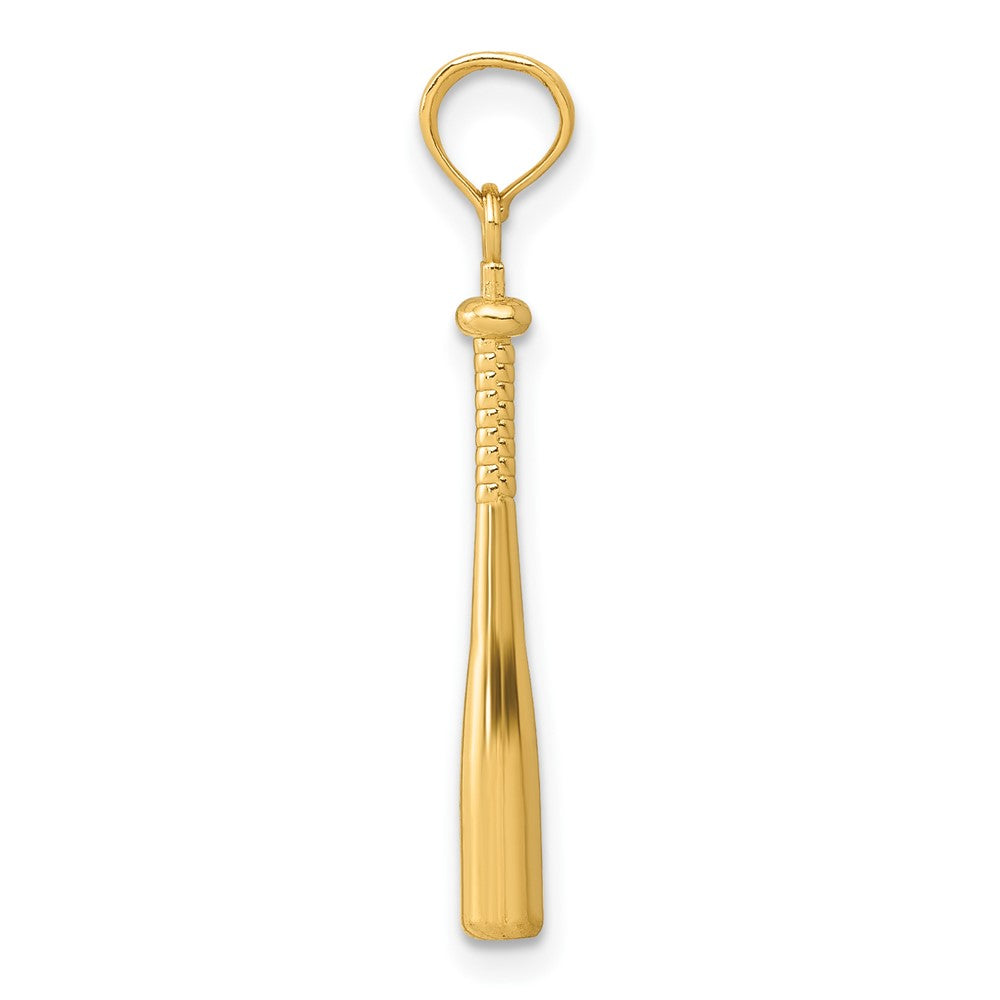 10k Yellow Gold 2 mm 3-D Baseball Bat Pendant (0.73 grams)