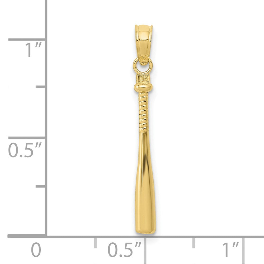 10k Yellow Gold 2 mm 3-D Baseball Bat Pendant (0.73 grams)