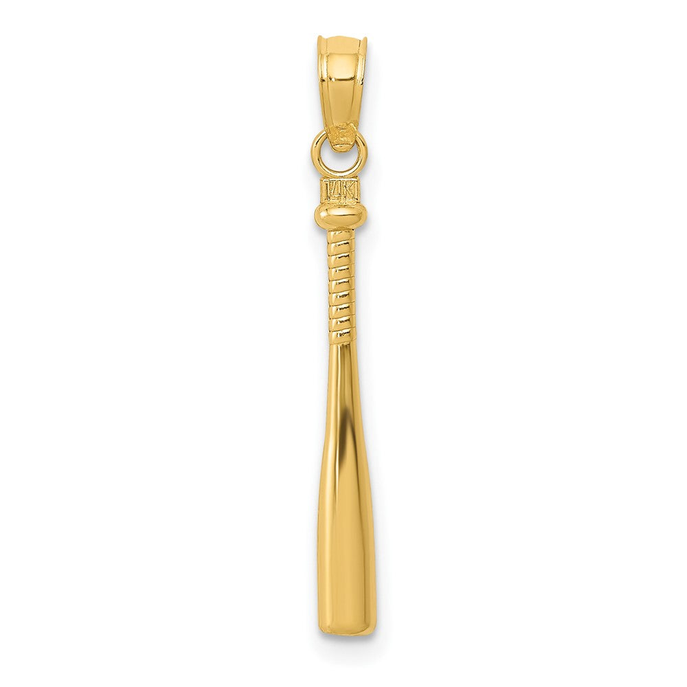 10k Yellow Gold 2 mm 3-D Baseball Bat Pendant (0.73 grams)