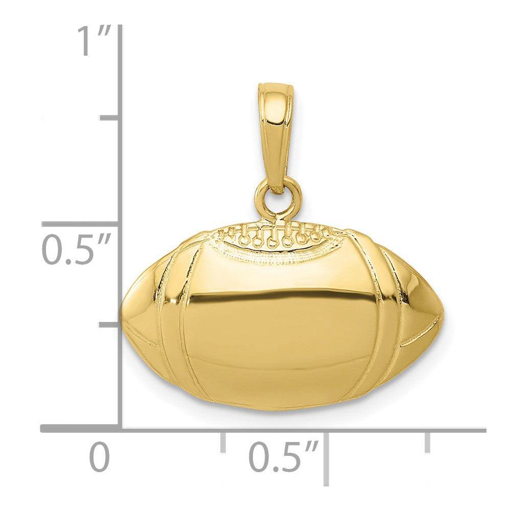 10k Yellow Gold 20.5 mm Football Profile Pendant (1.22 grams)