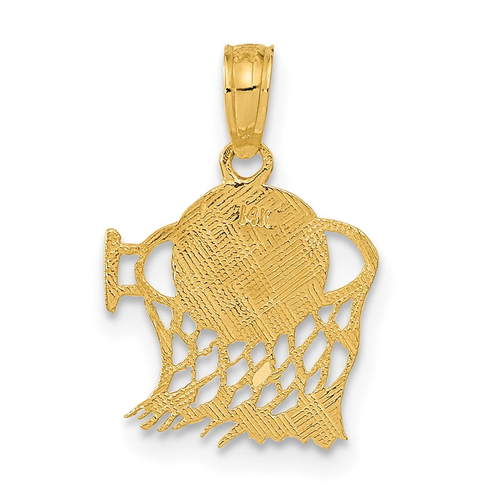 10k Yellow Gold 13 mm Basketball in Net Pendant (0.55 grams)