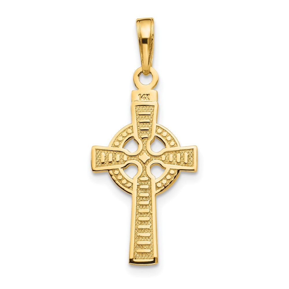 10k Yellow Gold 13 mm Reversible GOD IS LOVE Celtic Cross Pendant (0.84 grams)