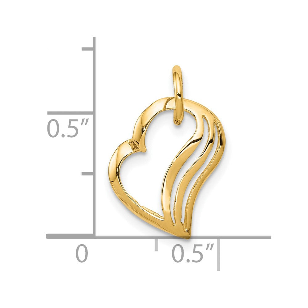 10k Yellow Gold 11 mm Heart Charm (0.4 grams)