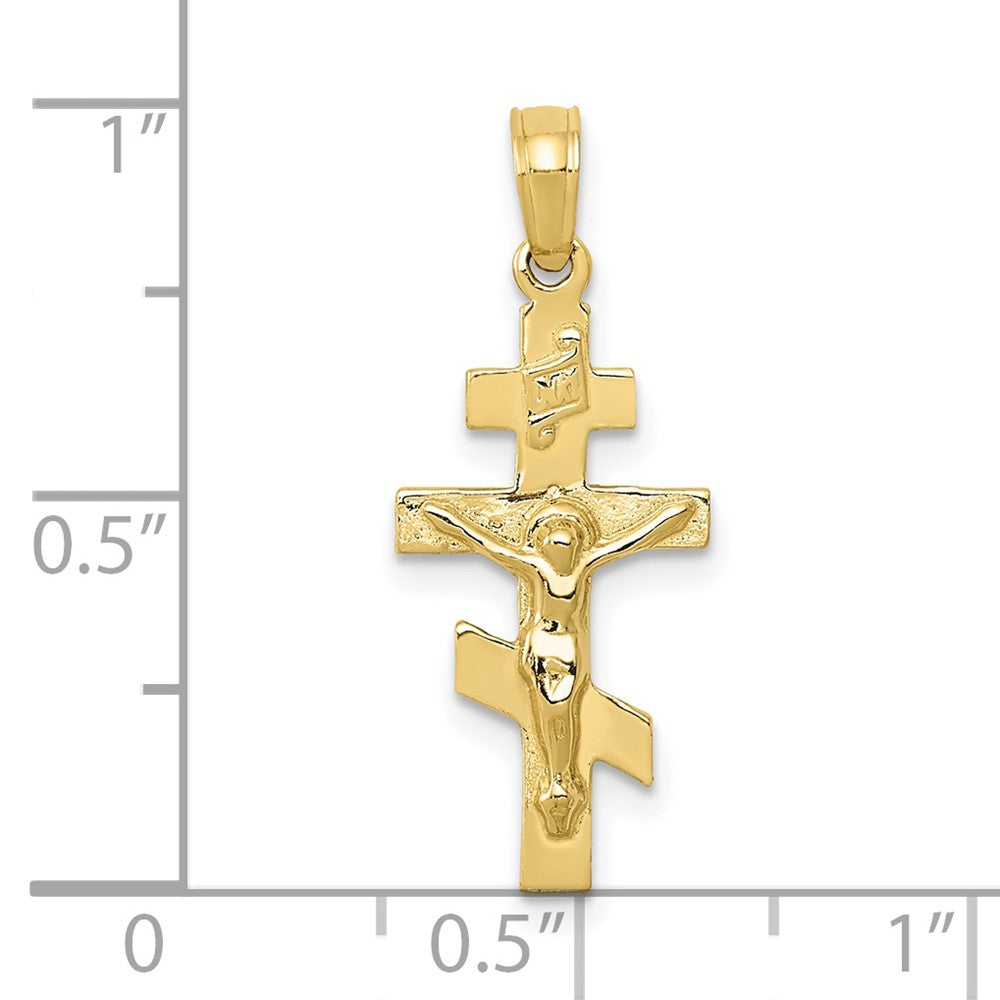 10k Yellow Gold 11 mm Eastern Orthodox Jesus Crucifix Charm (0.83 grams)