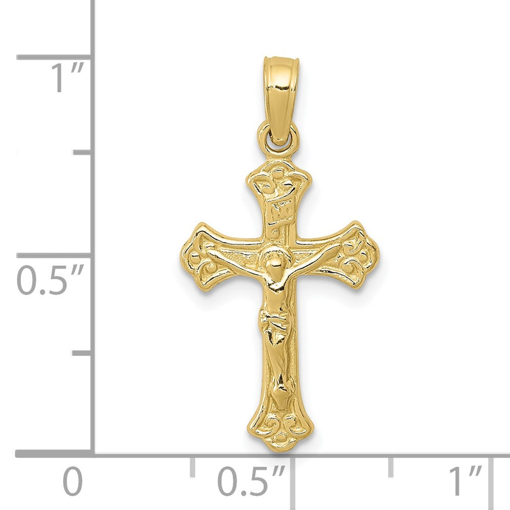 10k Yellow Gold 18 mm INRI Jesus Crucifix Charm (0.88 grams)