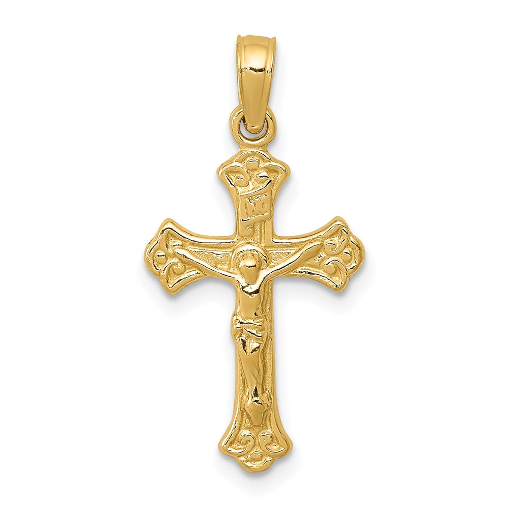 10k Yellow Gold 18 mm INRI Jesus Crucifix Charm (0.88 grams)