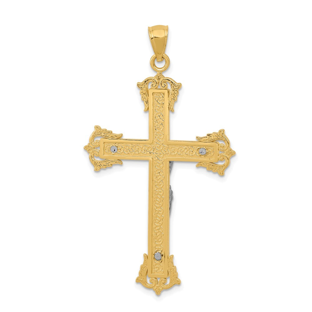 10k Two-tone 28 mm Jesus Crucifix Pendant (3.51 grams)