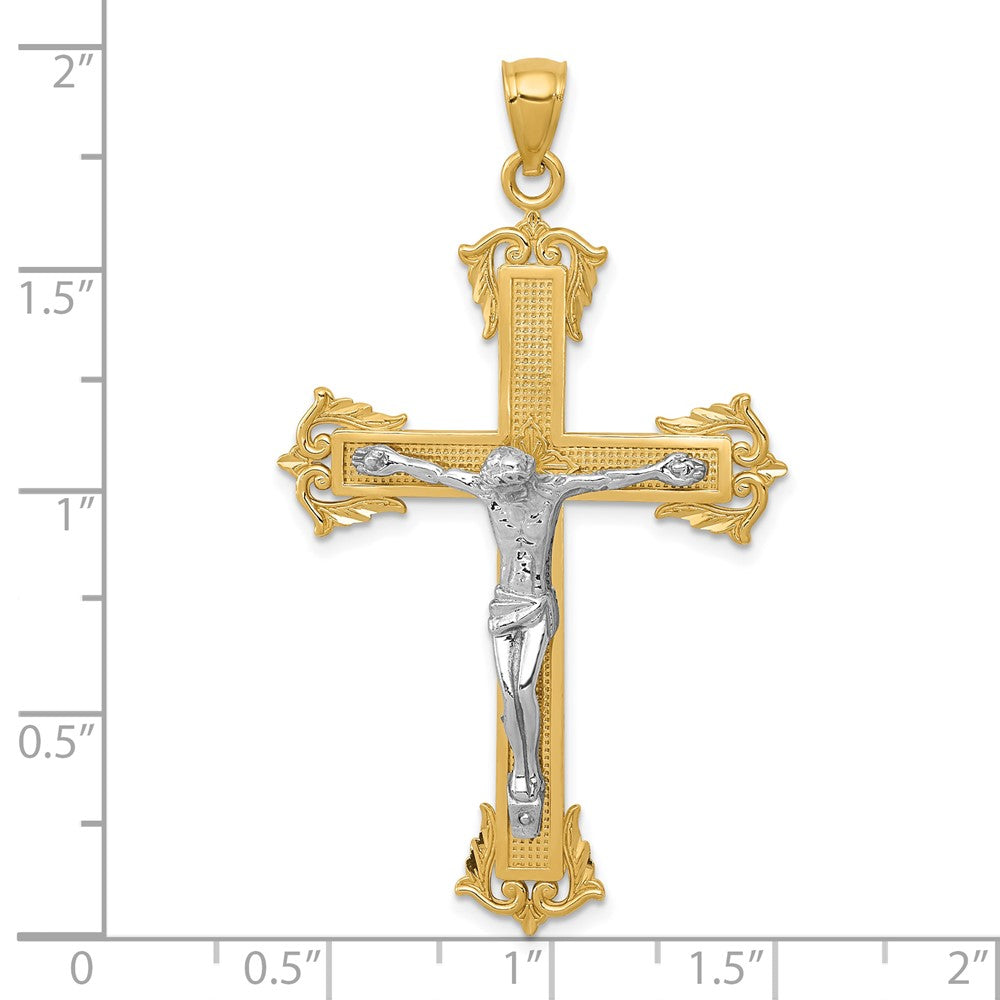 10k Two-tone 28 mm Jesus Crucifix Pendant (3.51 grams)