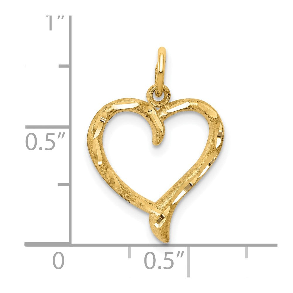 10k Yellow Gold 13 mm Heart Charm (0.79 grams)